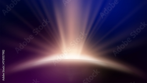 Abstract Futuristic Glowing Gold Rays Rising on Dark Background, Vector Illustration
