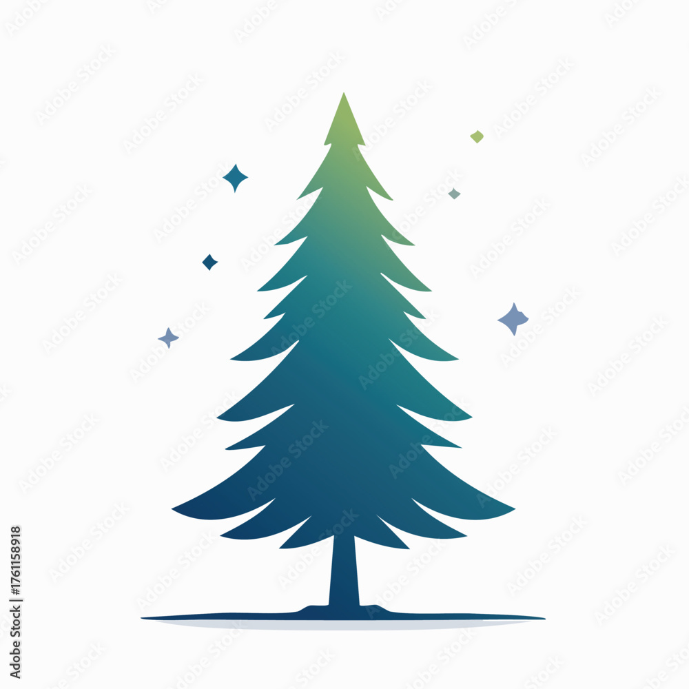 Fototapeta premium Stylized Evergreen Christmas Tree with Gradient Color