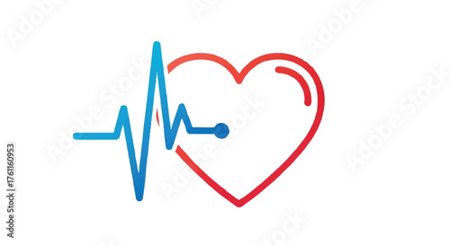 35. **heart with pulse line outline icon vector full color**
