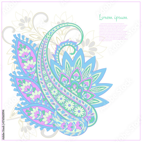Paisley Floral oriental ethnic Pattern. Vector Damask Ornament