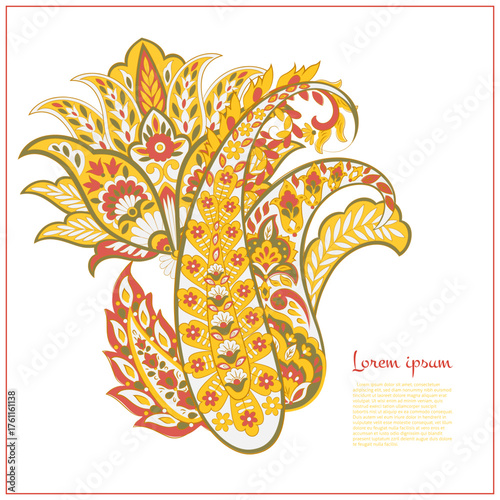 Paisley Floral oriental ethnic Pattern. Vector Damask Ornament