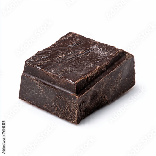 Single Dark Chocolate Chunk Isolated on White