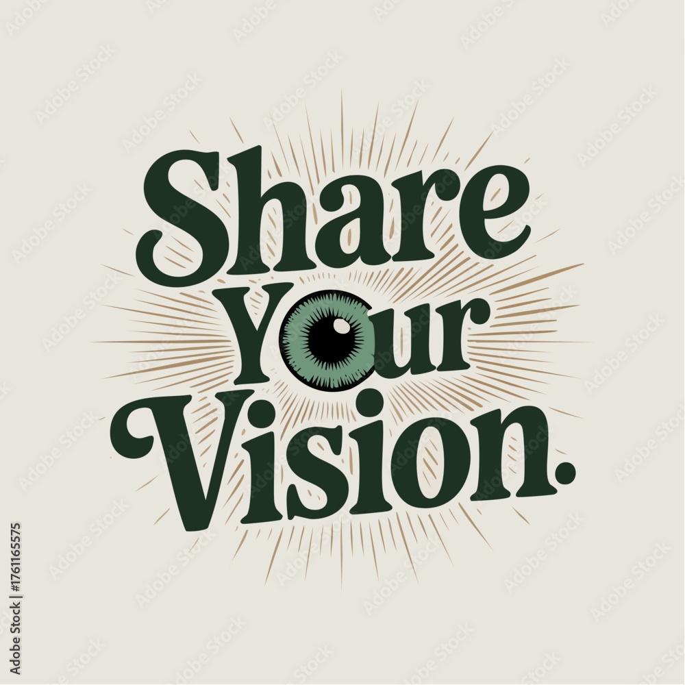 Fototapeta premium share your vision: refined serif eye-mark motif with ivory and foil accents for consultants, speakers, and agencies promoting thought-leadership visuals