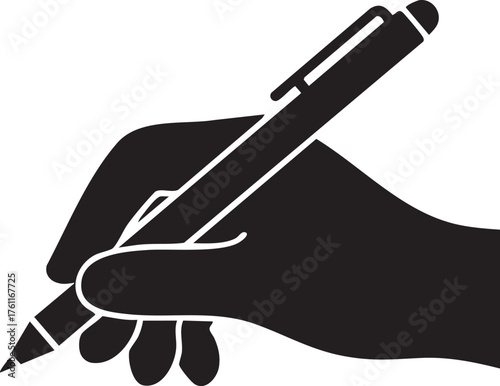 Hand Holding Pen Stylus Silhouettes Writing Creation Minimalist