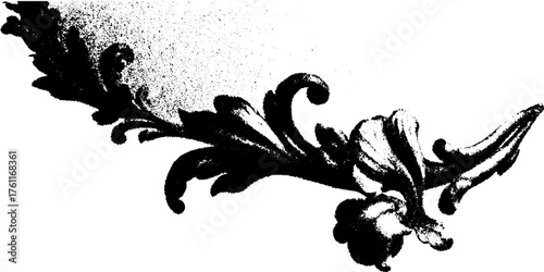 Baroque border design in black and white halftone for artistic projects