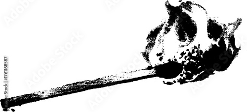 Grunge halftone burning match illustration for y2k design and zine projects