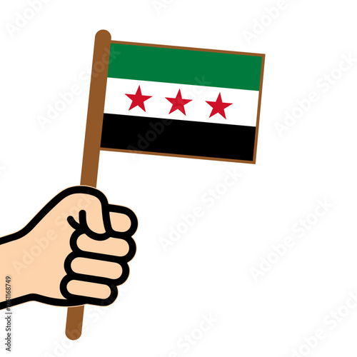 Syria flag in hand vector icon on a white background
Vector icon of a flag in hand