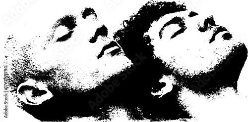 Black and white double exposure halftone portrait for artistic design