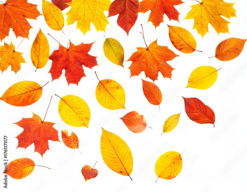 Obraz premium Autumn Leaves Border on a White Background