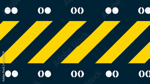 Abstract hazard warning pattern with yellow and black diagonal stripes and digital '00' elements on a dark background. Caution symbol.