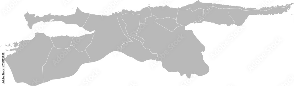 Fototapeta premium Sucre, Venezuela – administrative vector map with municipality boundaries (Web Mercator projection, PPT-compatible & fully editable)