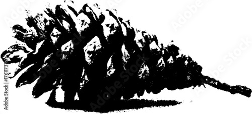 Black and white halftone pine cone design for print and decoration