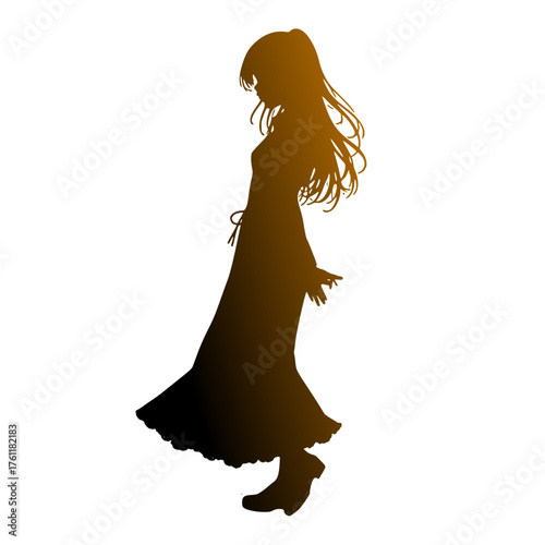 Anime Girl Silhouette Vector