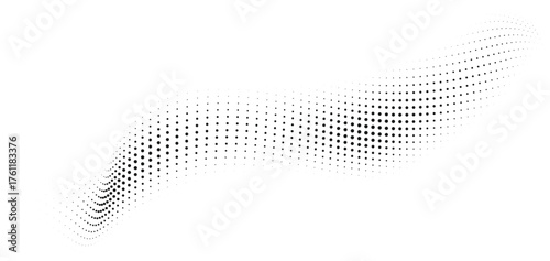 Minimalist Black and White Halftone Wave Abstract Element Dynamic Flowing Pattern of Dotted Points Creating a Modern Digital Motion Graphic for Technology and Corporate Banner Design