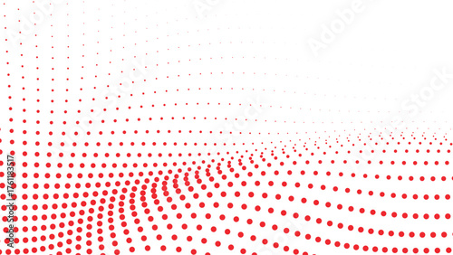 Vibrant Red Futuristic Dotted Wave Background Dynamic Halftone Pattern Creating a Flowing Perspective for Modern Digital Technology, Data, and Corporate Presentation Design