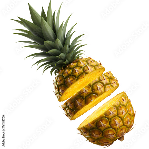 Vibrant sliced pineapple bursting with tropical flavor and freshness, perfect for vibrant recipes and healthy lifestyle marketing