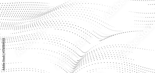 A dynamic abstract background of flowing black dots forming a digital wave a futuristic representation of technology data and sound on a clean white minimalist vector surface