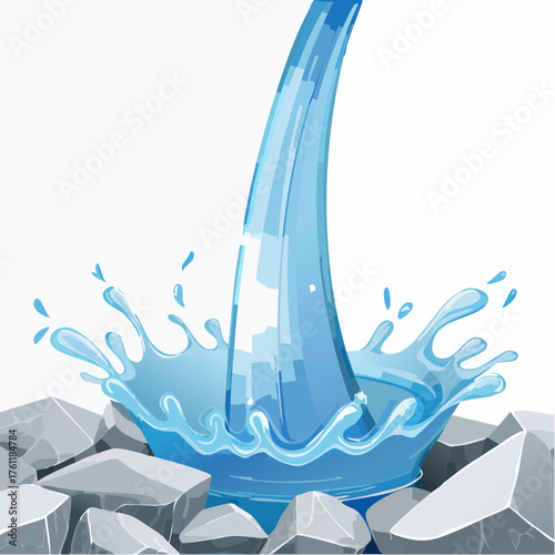 A shimmering, clear blue liquid (representing liquidity) flows freely over jagged rocks and sharp metallic edges.