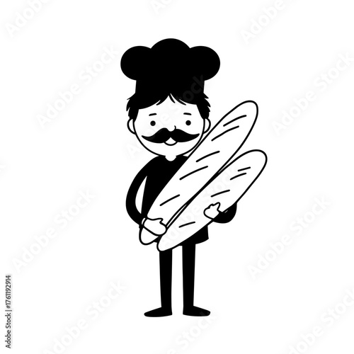Baker. Baker simple black and white line art vector logo