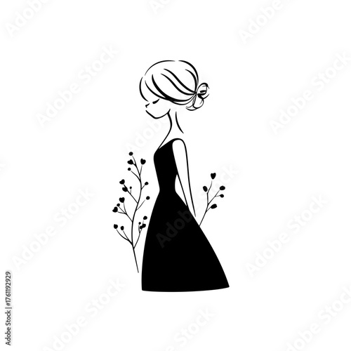 Fashion designer. Fashion designer simple black and white line art vector logo