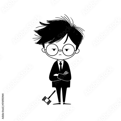 Lawyer. Lawyer simple black and white line art vector logo