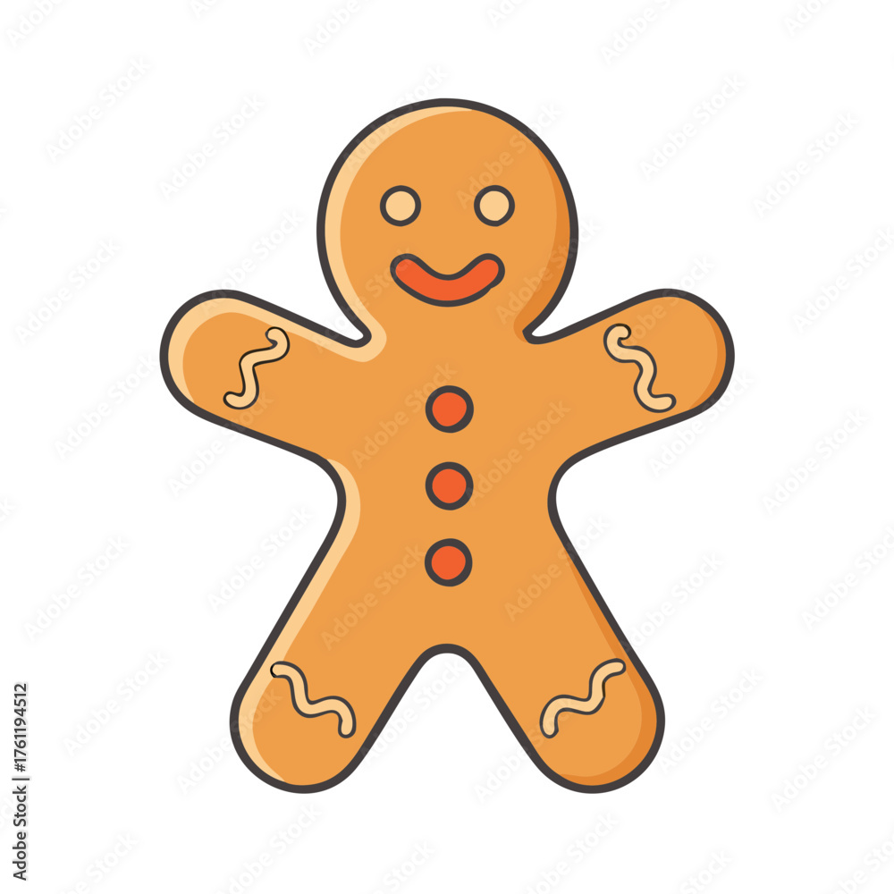 Obraz premium Gingerbread man cookie vector illustration for christmas holiday baking and decoration design