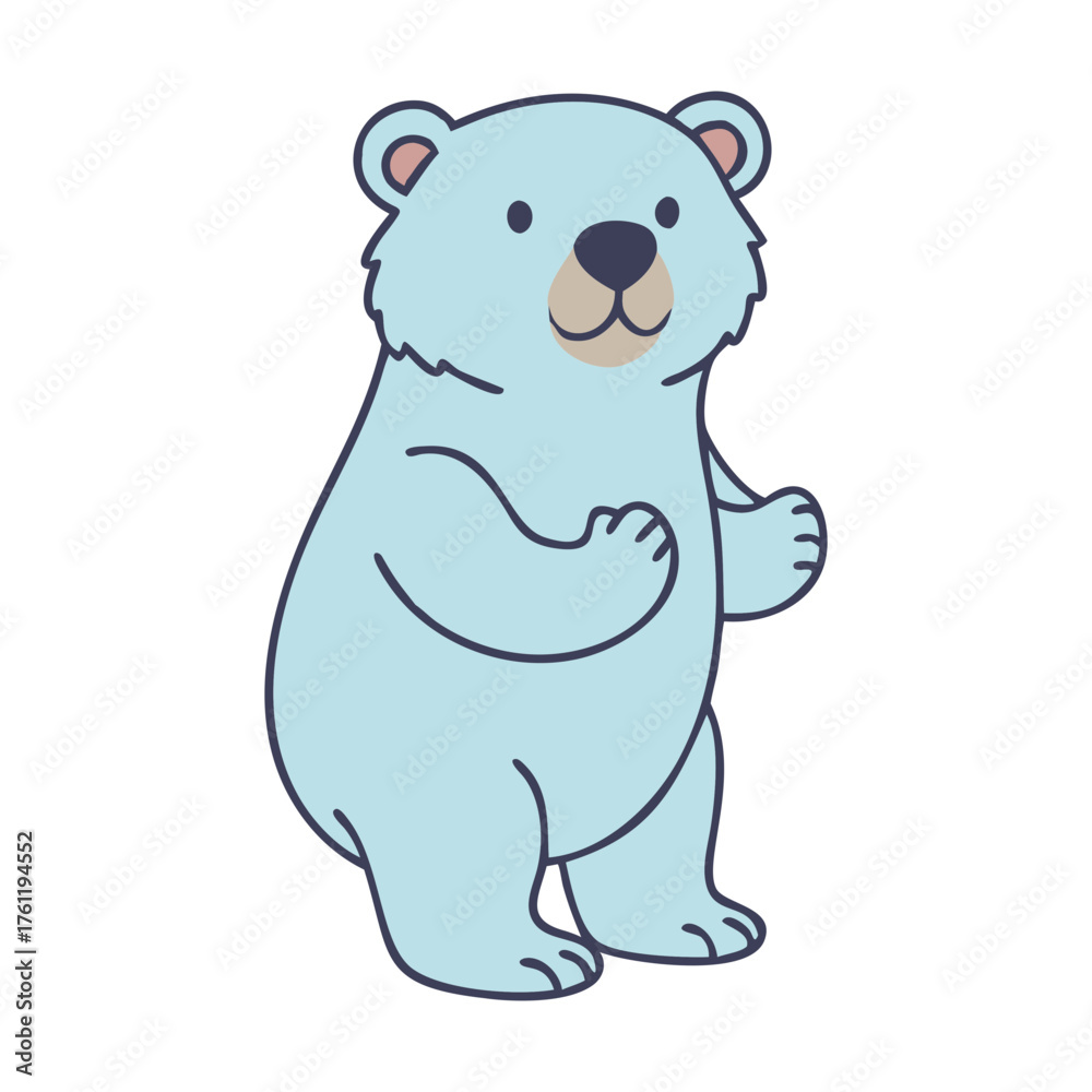 Naklejka premium Cartoon illustration of a cute polar bear standing on two legs for kids and educational use