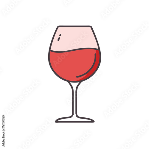 Illustration of a red wine glass for wine tasting events and alcohol beverage related designs and arts