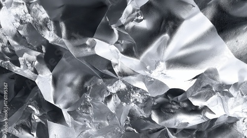 a reflective silver leaf with a metallic sheen symbolizes modernity and transformation a tinfoil texture evokes adaptability creativity and industrial elegance an abstract monochrome background adds 