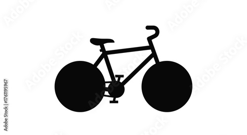 Simple black silhouette of a classic bicycle with large wheels