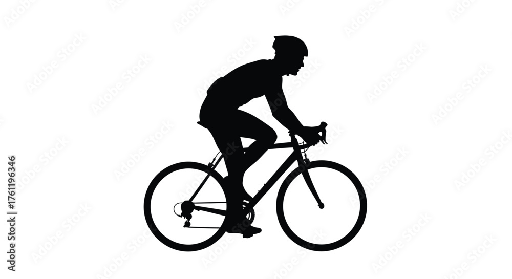 Obraz premium Silhouette of a cyclist riding a road bike in a dark style