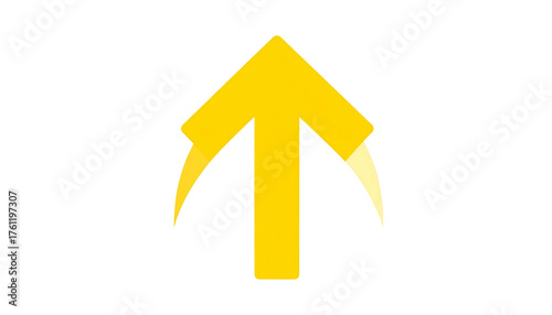 Bright yellow arrow pointing up with curved edges and a black background