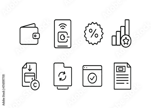 Finance and business line icon set. Financial, management symbols outline collection