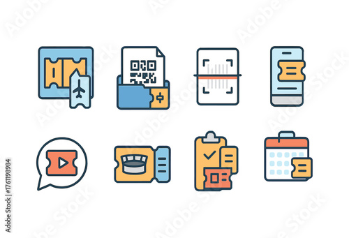 Travel and tourism icon set. Simplified linear icons, travel essentials.