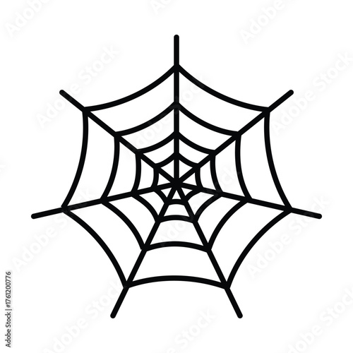 Black spider web icon vector.