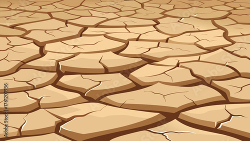 dry clay soil cracked pattern.