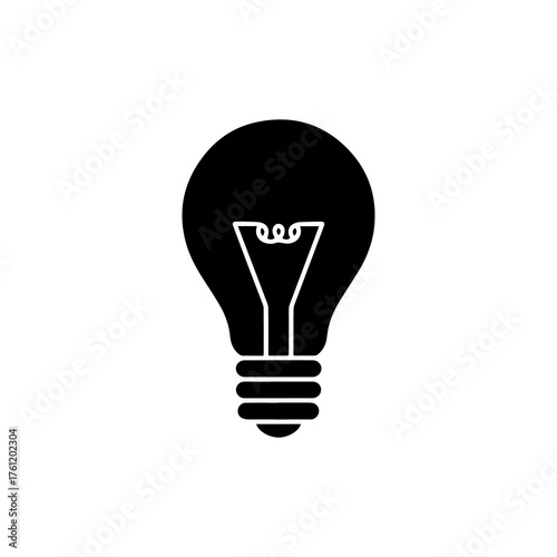 Black light bulb icon simple design energy and idea illustration