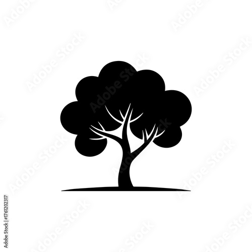 Simple Minimalist Tree Silhouette Vector Illustration for Logo, Icon, and Design