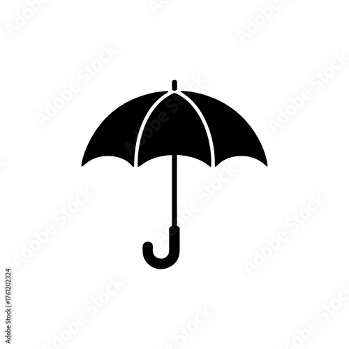 Elegant Black Umbrella Protection Icon For Rainy Season Weather Elements