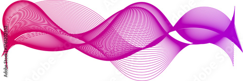 Abstract flowing waves of pink and purple gradient lines creating a dynamic and ethereal visual effect on a white background.