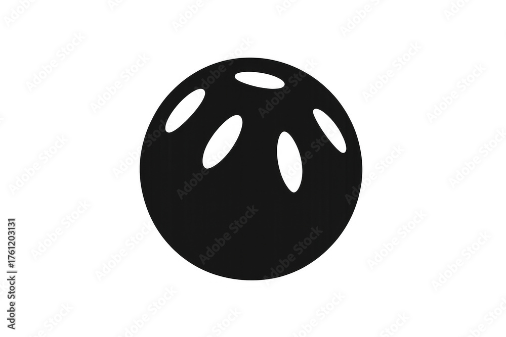 Fototapeta premium Black wiffle ball silhouette with holes, classic plastic sport toy, game equipment, transparent background