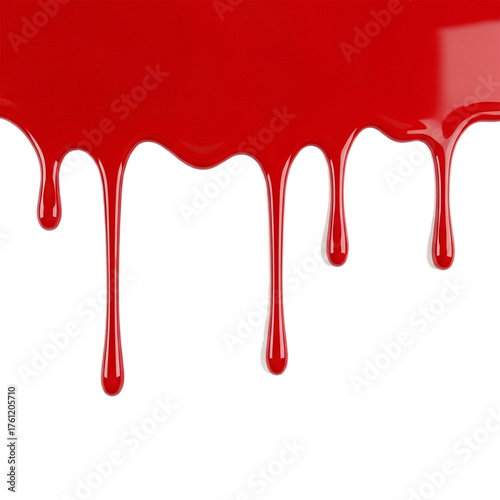 red glossy varnish dripping texture isolated on white background