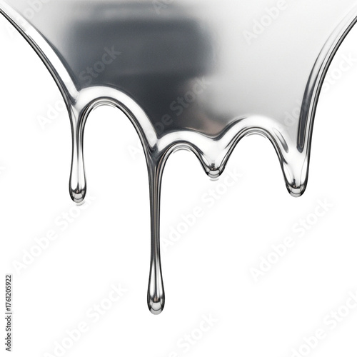 silver glossy varnish dripping texture isolated on white background
