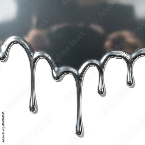 silver glossy varnish dripping texture isolated on white background
