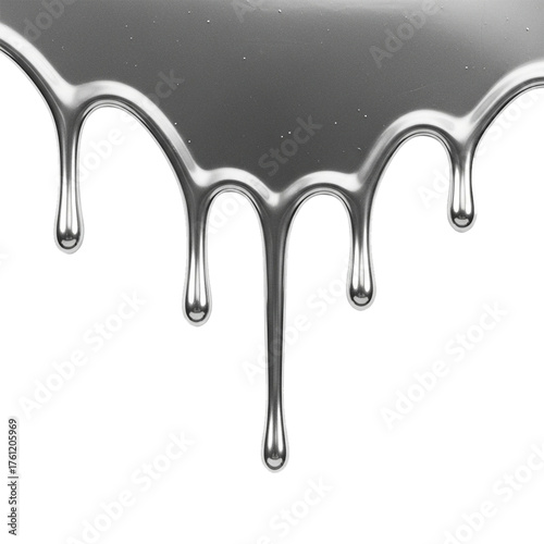 silver glossy varnish dripping texture isolated on white background
