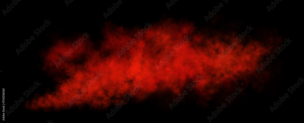 Fototapeta premium Intense red smoke cloud trail on transparent background with realistic puff explosion effect and chemical spray