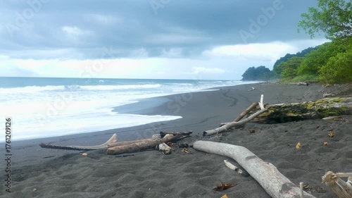 Wallpaper Mural Costa Rica Looking down the Pacific coast as the waves crash on a black sand beach Torontodigital.ca