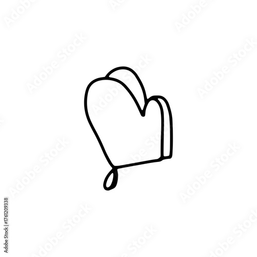 Hand Drawn Outline Vector Illustration of Oven Mitt or Potholder for Kitchen Design