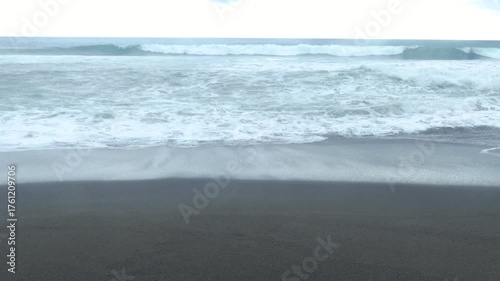 Wallpaper Mural Costa Rica Pacific Ocean waves crashing toward the camera on a beach with black sand Torontodigital.ca