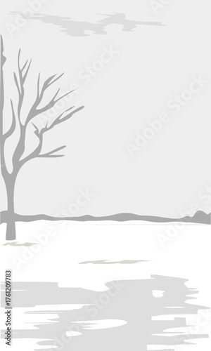  Winter landscape in gray tones